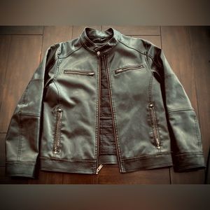 GUESS Black Leather Jacket, Medium,No scratches, tears, sun blemishes or holes.